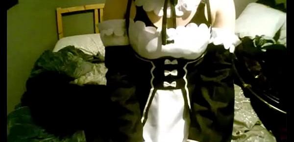  Femboy Maid Fools Around with FWB for Camera